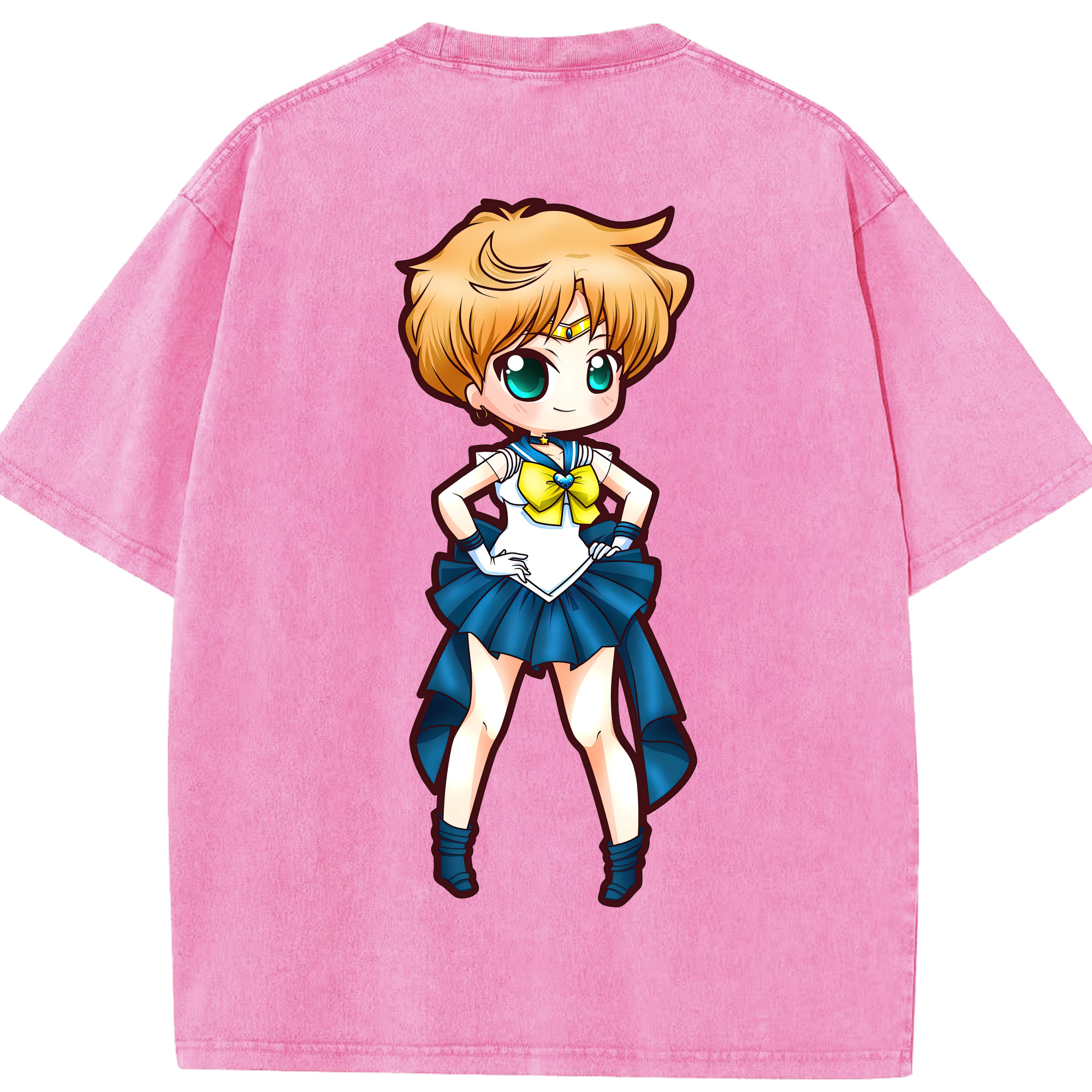 （画像用） 美少女戦士セーラームーン 天王はるか Sailor Moon Tenoh Haruka 綿100% ヴィンテージ風 半袖Tシャツ（背面プリント）